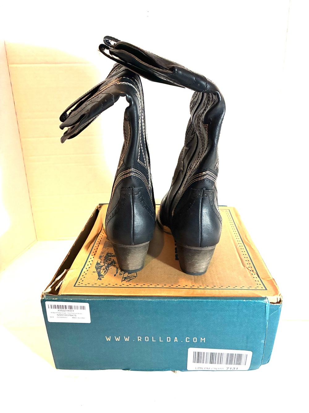 Rollda Mattie Black Western Cowboy Boots Women’s Size 7 NWT - Picture 7 of 14